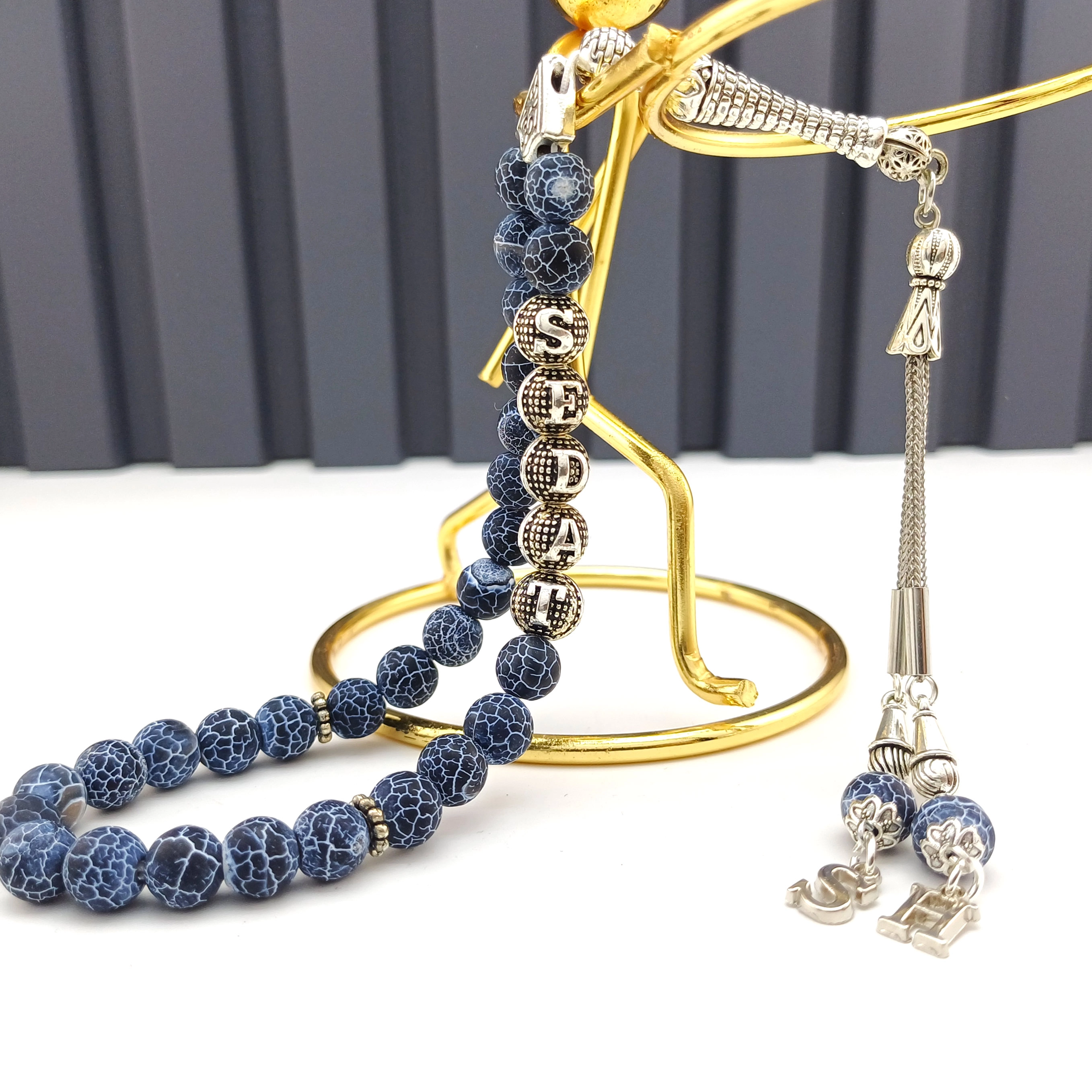 Damarlı Akik Taşı isimli Kişiye - isme Özel Tesbih