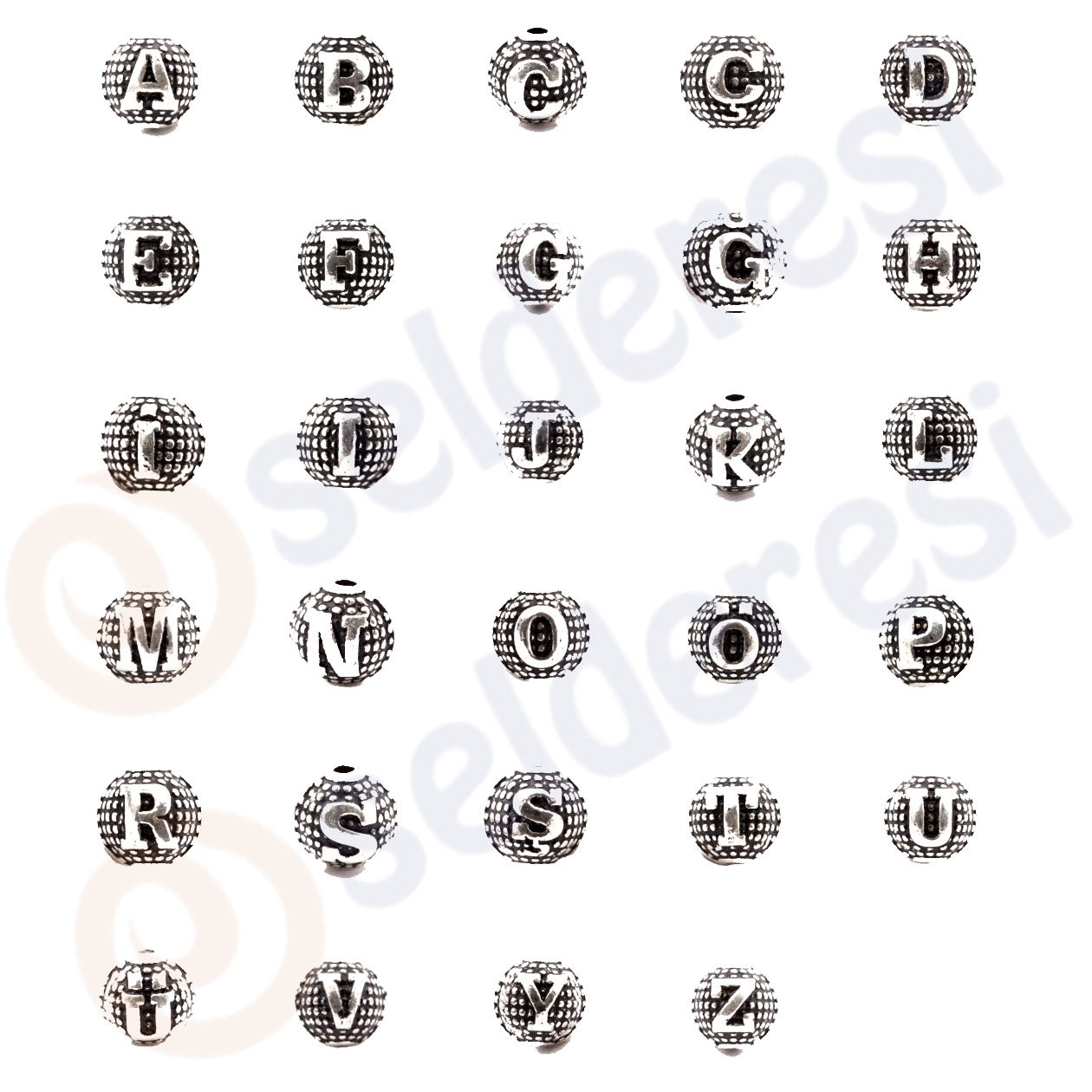 8mm Metal Döküm Harf Yuvarlak Delikli Harf