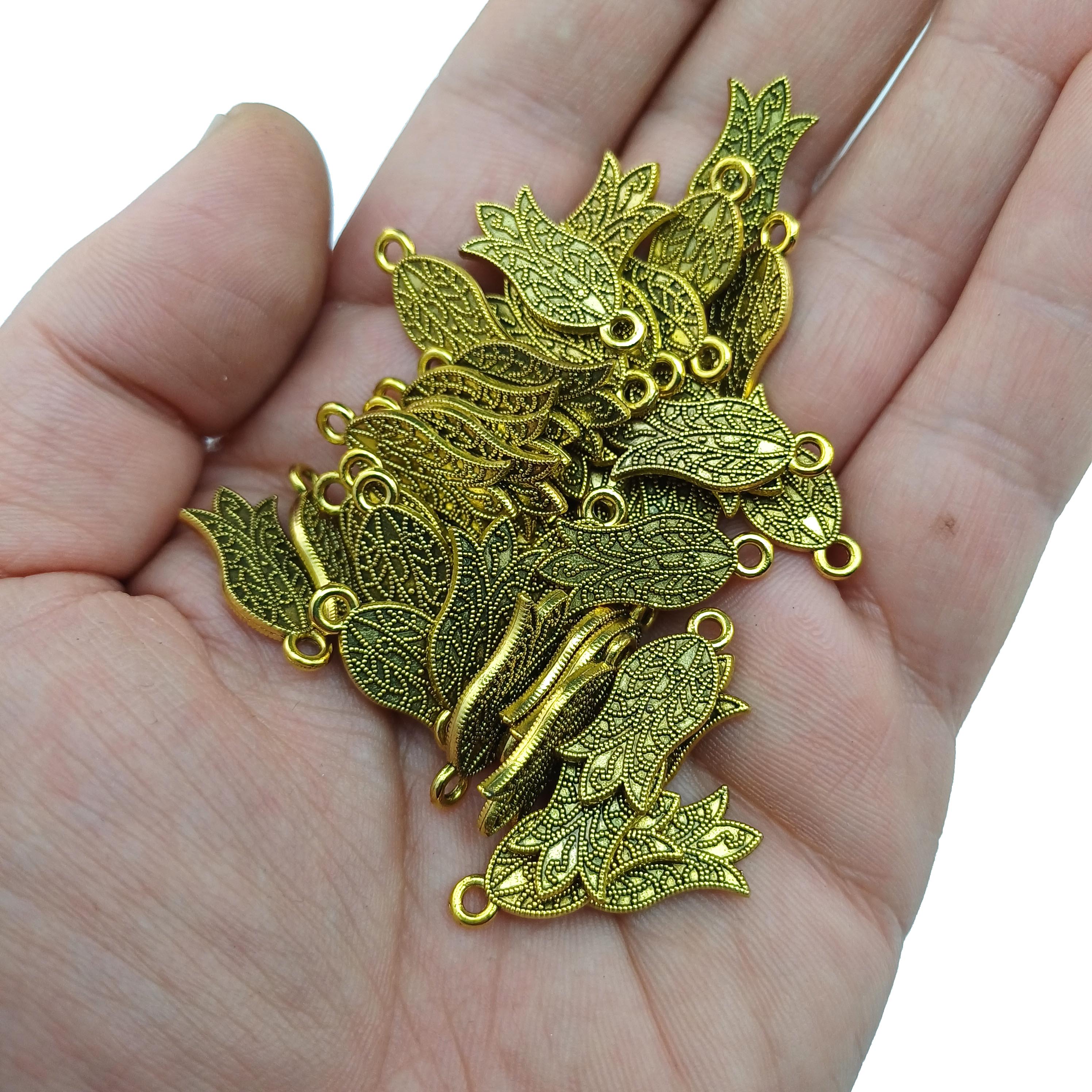 SARI KAPLAMA Lale Motif Metal Tesbih Püskül Ucu Çiçek Sallantı