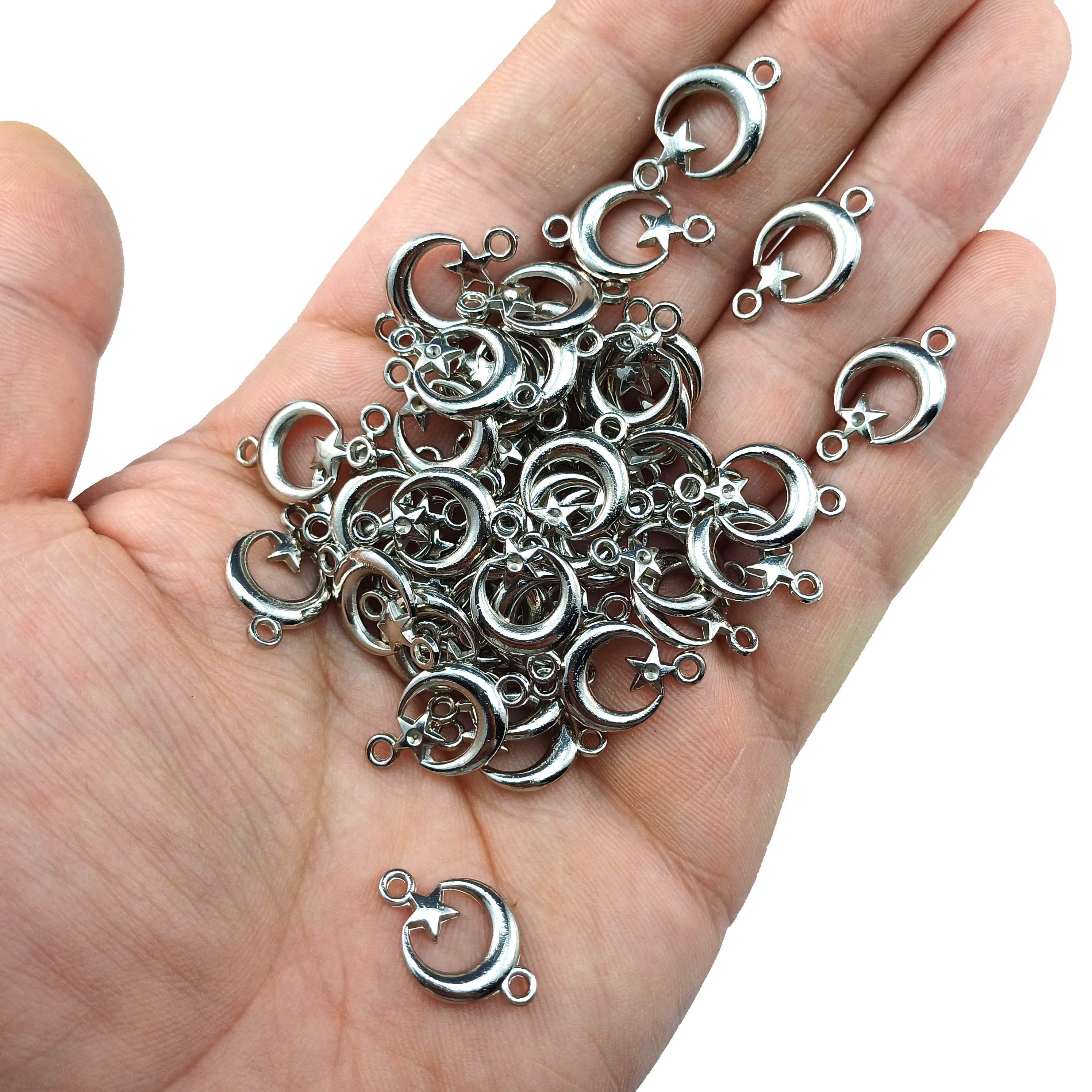 Çift Delik Ayyıldız Metal Püskül Ucu Süsü Sallantı