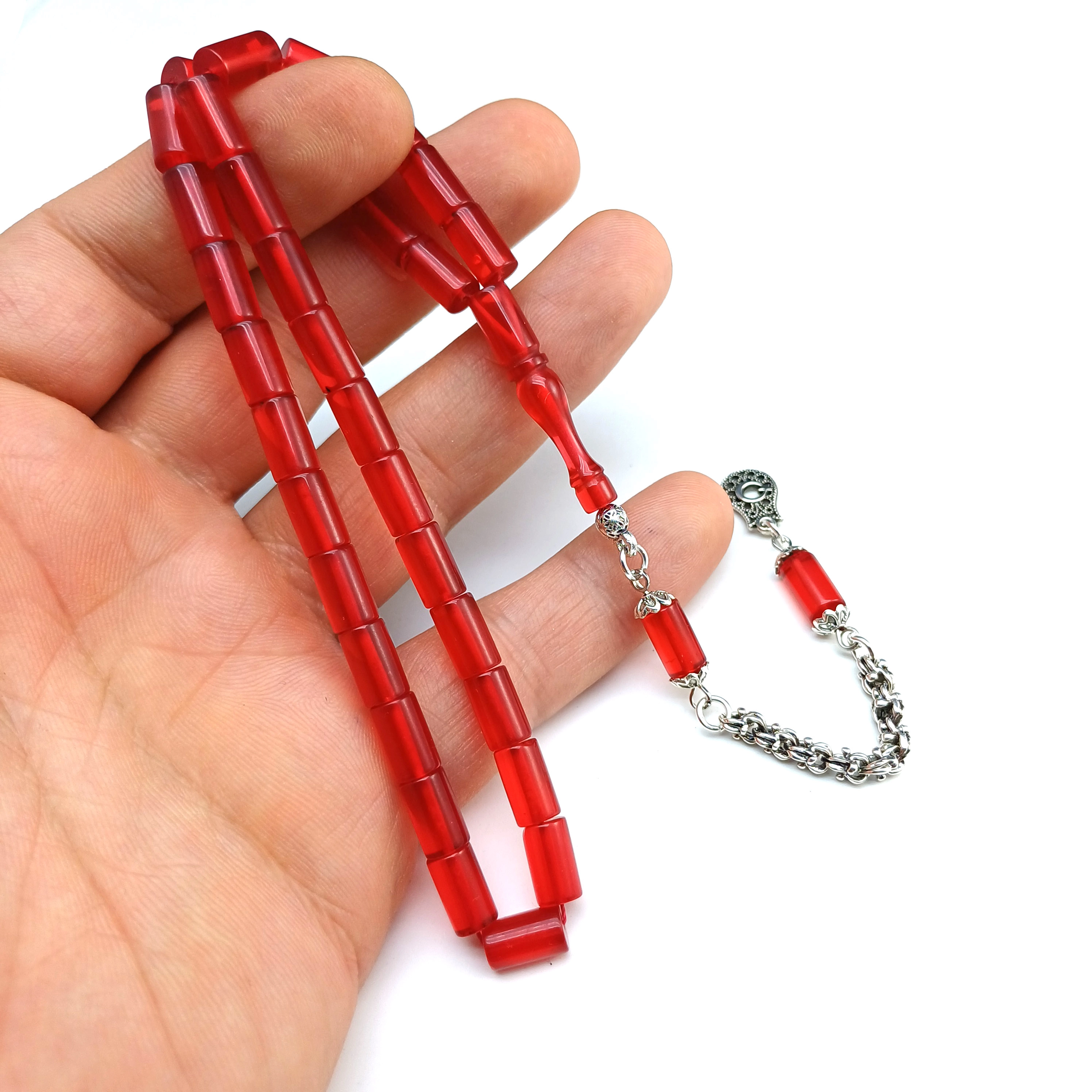 Kırmızı KESME Ateş Kehribar Tesbih