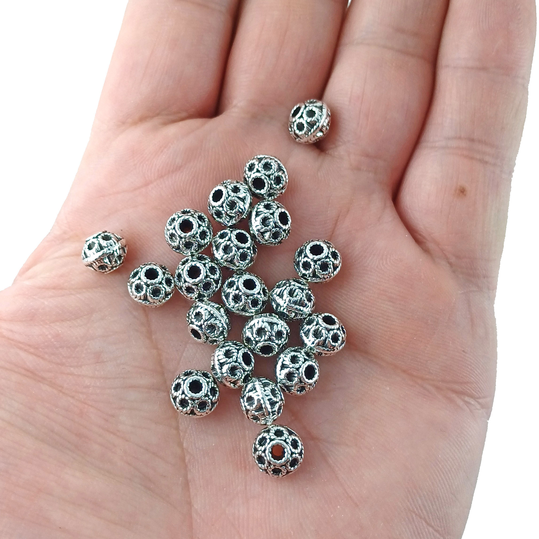 Telkari Model 8mm Tesbih Bileklik Yapımı İçin Ara Durak - Tespih Nişane Pul