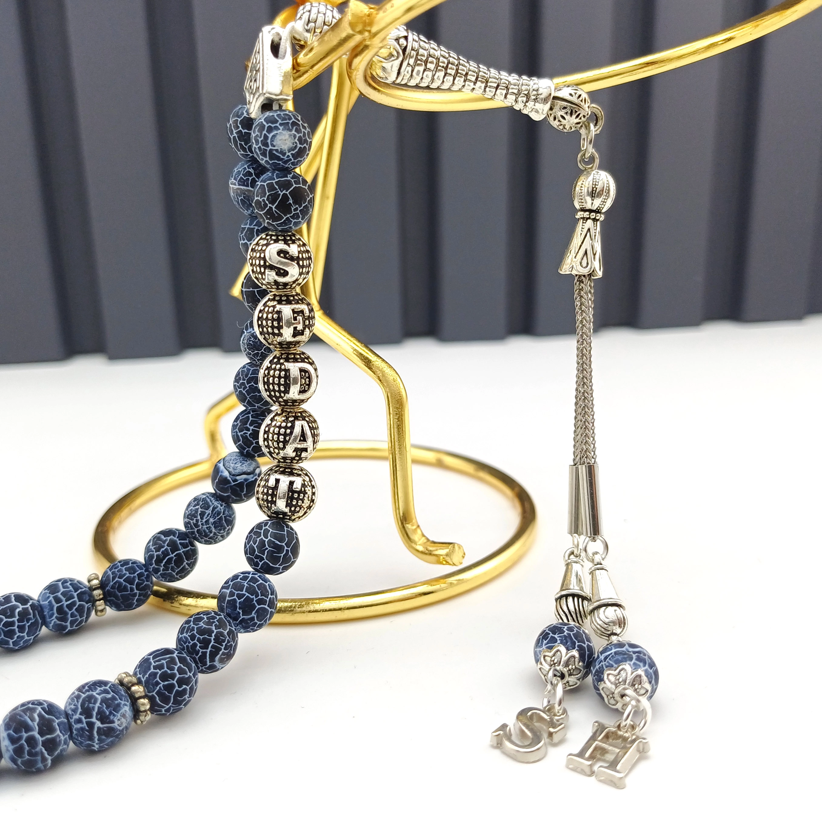 Damarlı Akik Taşı isimli Kişiye - isme Özel Tesbih