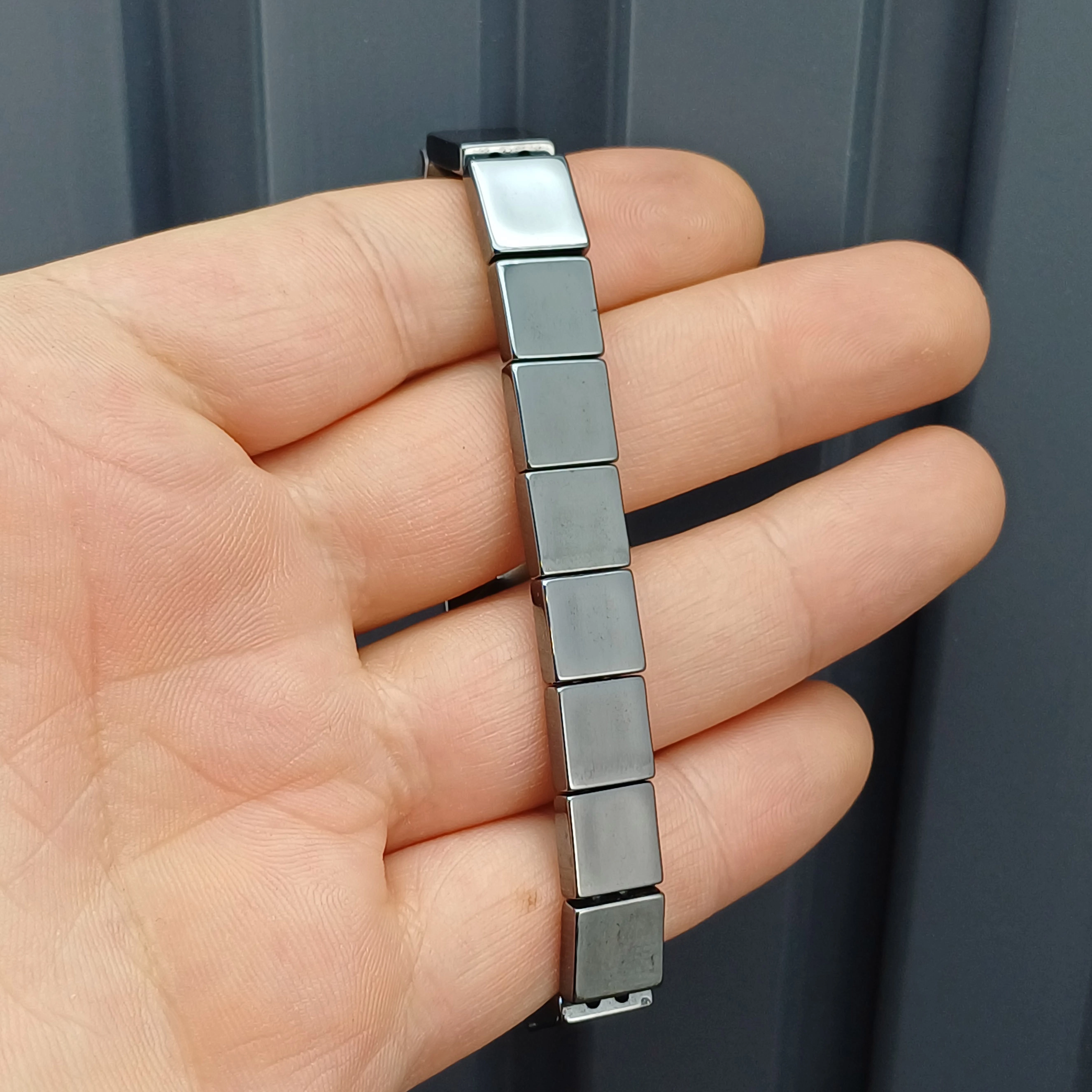 3D Desenli Çift Yönlü Hematit Doğaltaş Rolex Bileklik