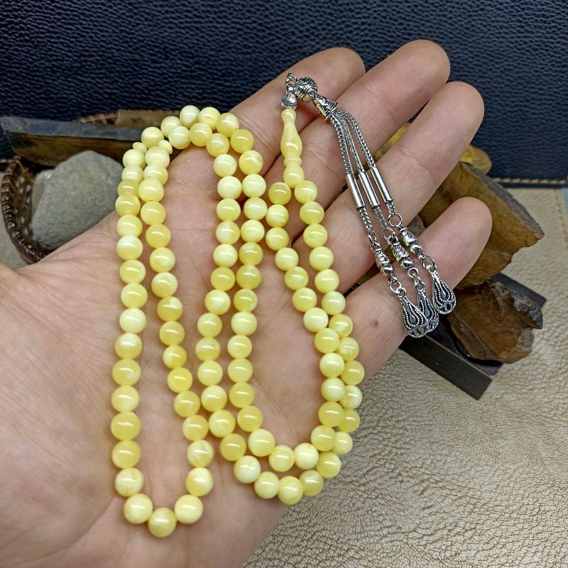 99lu Beyrut Toz Kehribar Namaz Tesbihi 6mm
