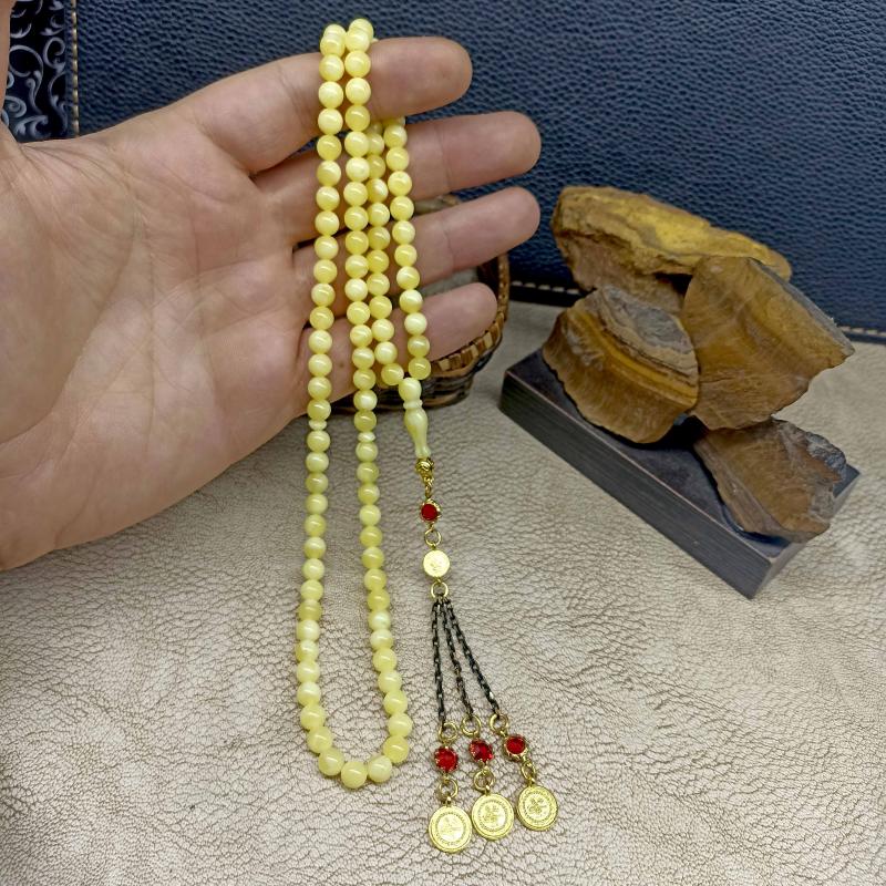 99lu Beyrut Toz Kehribar 6mm Namaz Tesbihi