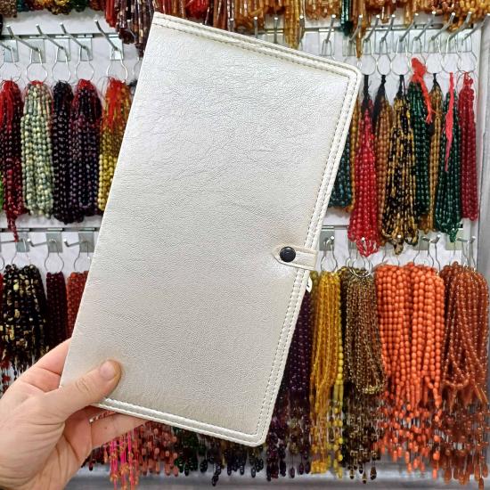 4lü Ahşap Deri Tasarım Çıtçıtlı Tesbih Kutusu