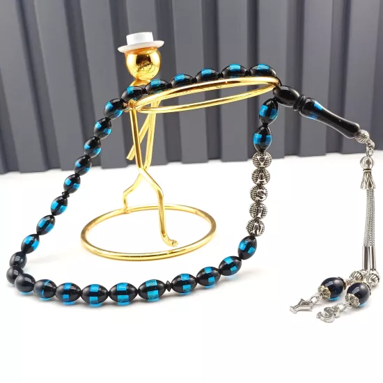 Kişiye Özel İsimli Sürmeli Toz Kehribar Tesbih