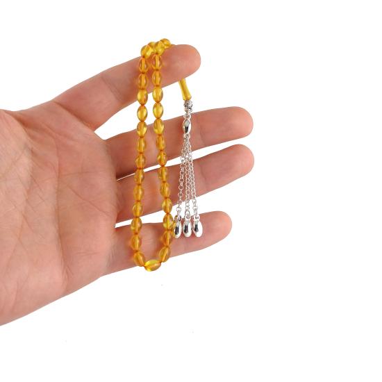 MİNİ MİNİ Boy Arpa Kesim Ateş Kehribar Tesbih