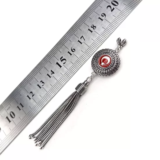 925 Ayar Gümüş Mineli Ayyıldız Tesbih Püskülü