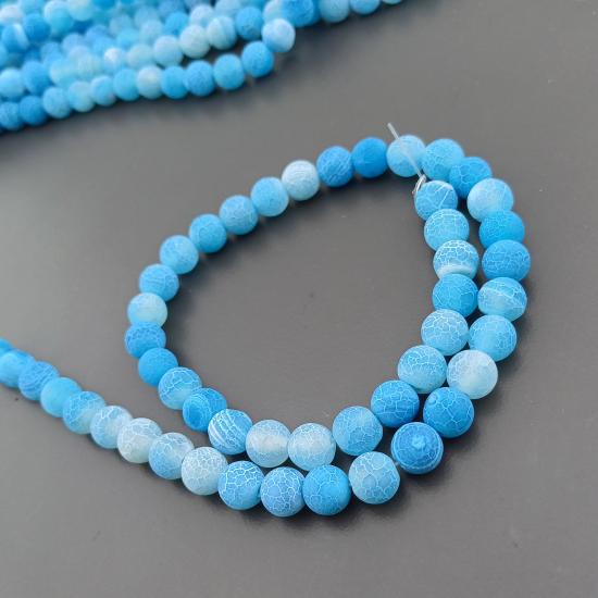 8 mm Mat Damarlı Akik Taşı 8mm Dizi - (45-50 Adet)