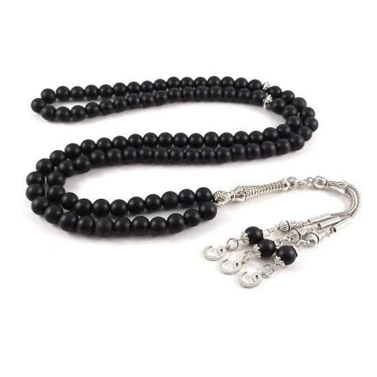 8mm MAT Oniks Doğaltaş 99luk Namaz Tesbihi