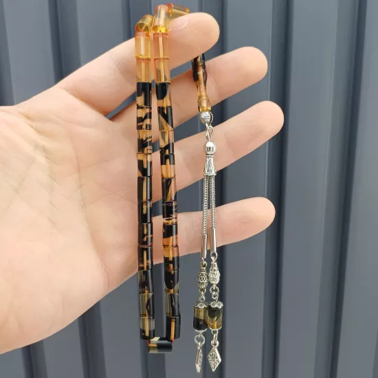 Özel Renk KESME Ateş Kehribar Tesbih