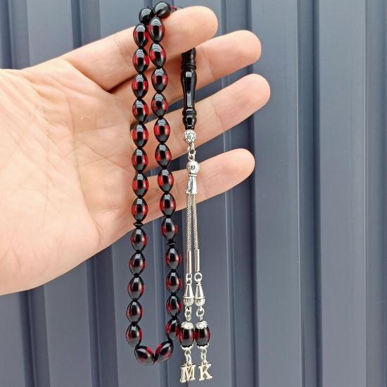 Sürmeli Toz Kehribar Tesbih Kişiye Özel Harfli