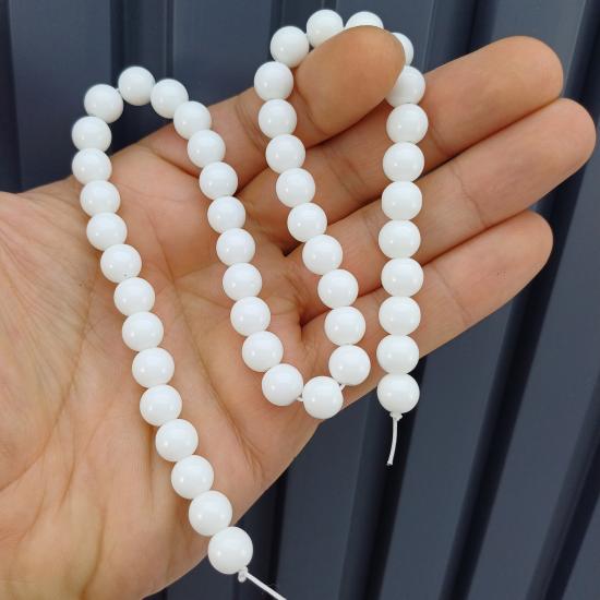 8 mm Beyaz Ceyt Taşı Dizi - (45-50 Adet)