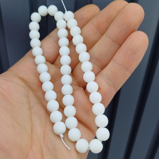 8 mm MAT Beyaz Ceyt Taşı Dizi - (40 Adet)