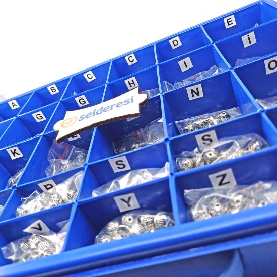 TÜM SET 8mm Metal Döküm Harf Yuvarlak Delikli Harf
