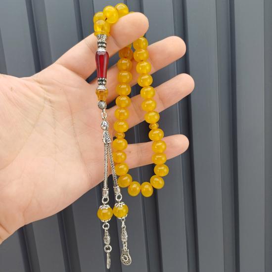 Nakkaş İmame İşlemeli Sıkma Kehribar Tesbih