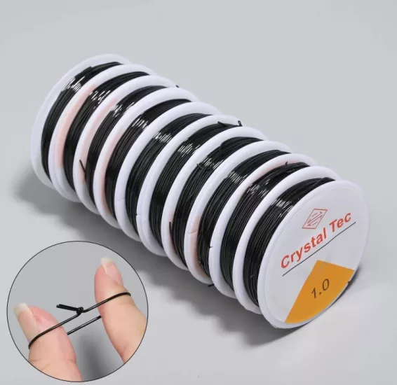 1mm Siyah Lastikli Esnek Misina İpi