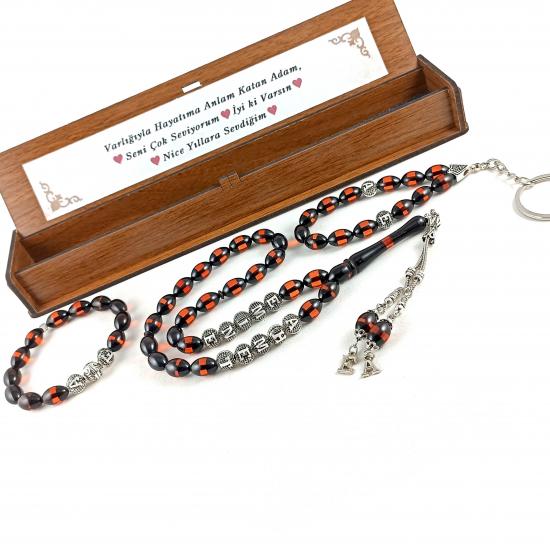 Kişiye Özel İsimli Sürmeli Tesbih-Bileklik 3lü Set