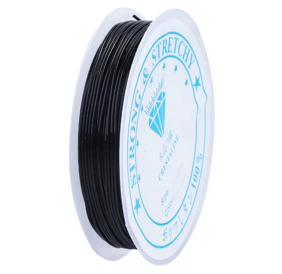 0,5 mm Siyah Lastikli Esnek Misina İpi